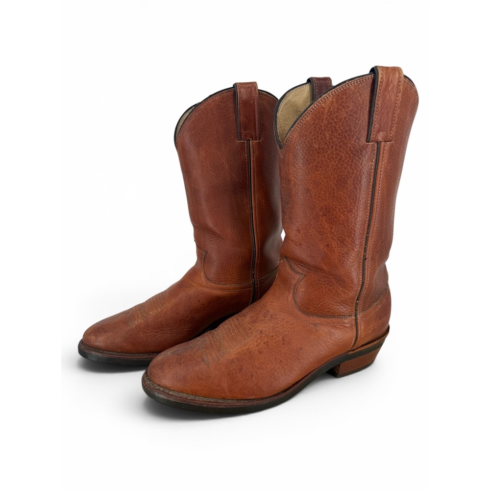Chippewa Western Cowboy Boots USA Mens 11EE Wide Cognac Brown Vibram Leather
